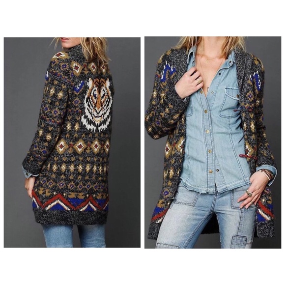 Rare Mascot Tiger Wool Cardigan Sz 